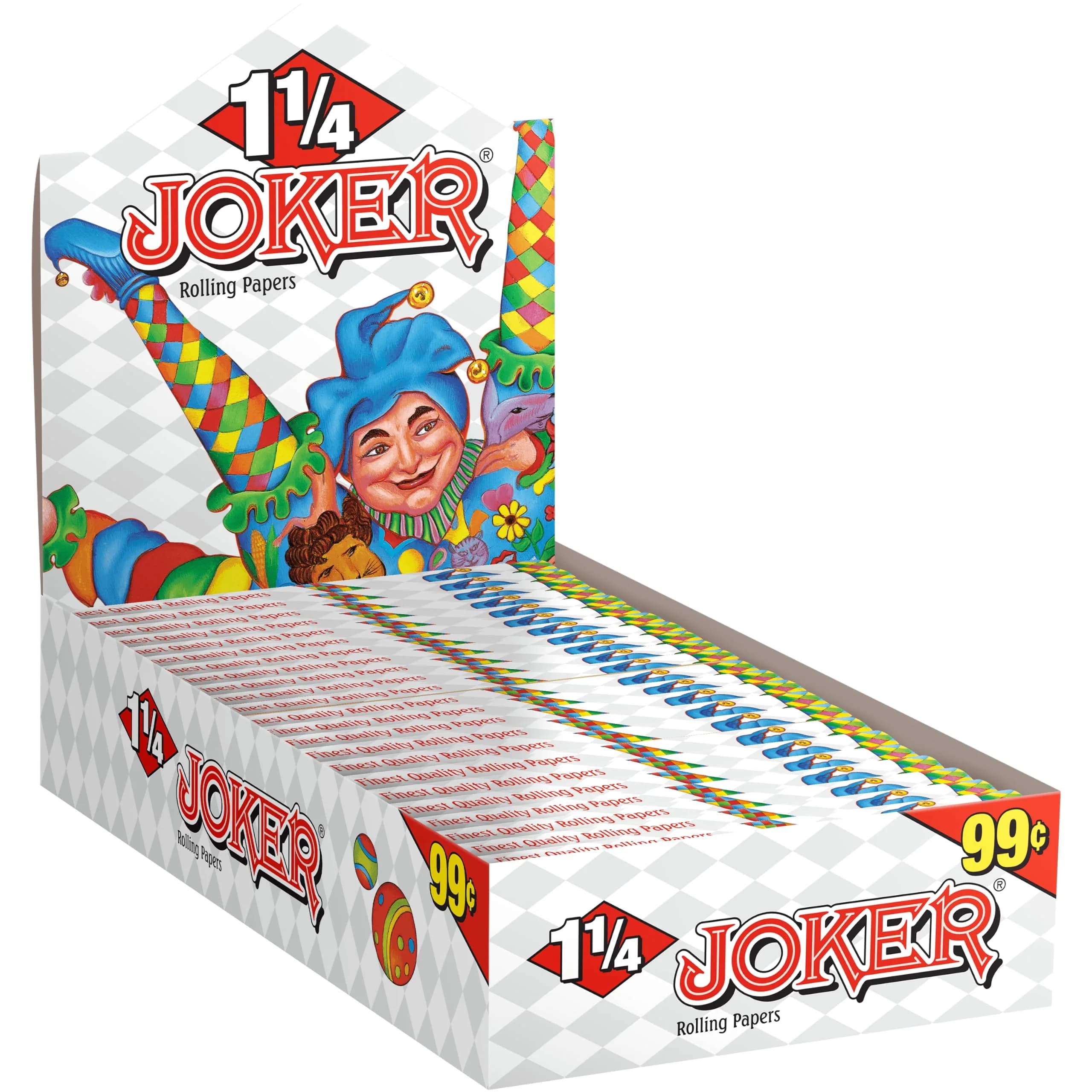 Joker Premium 1 1/4" Rolling Papers | Classic French White Sheets, 576 Leaves, Slow Burning — White