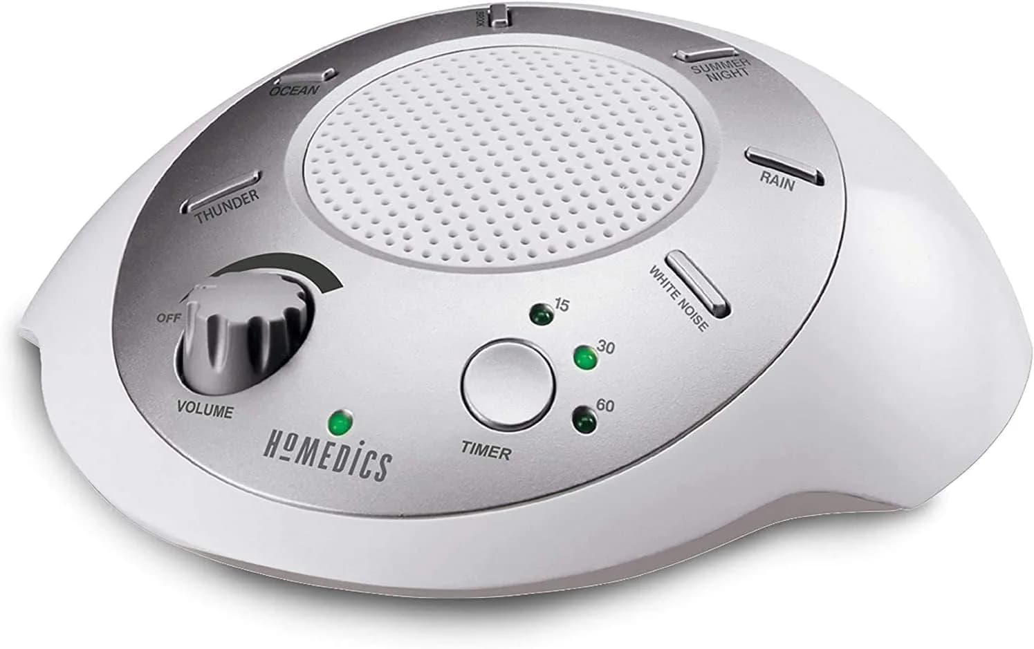 Homedics SoundSleep White Noise Machine, Silver, 6 Sounds | Portable Travel Size - main product image