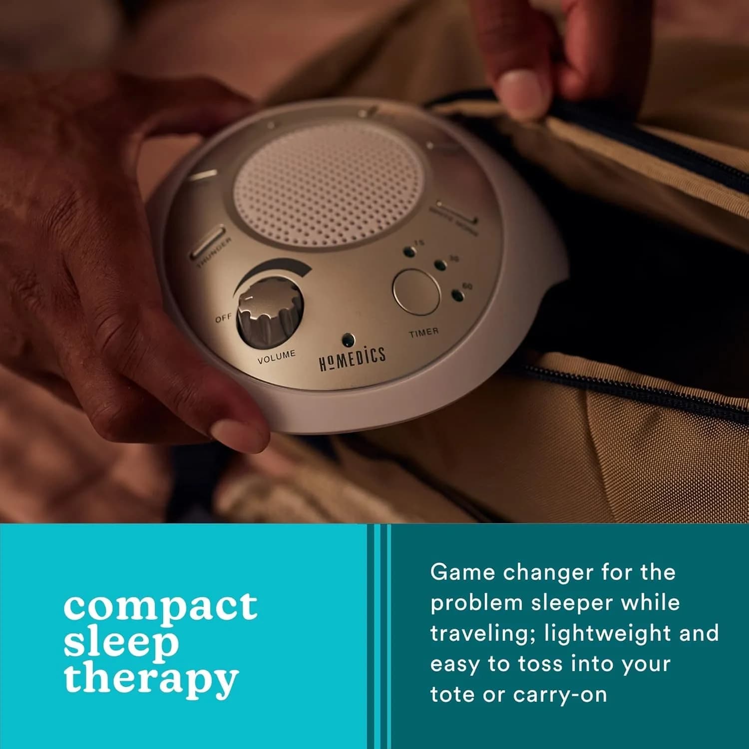 Homedics SoundSleep White Noise Machine, Silver, 6 Sounds | Portable Travel Size - view 6