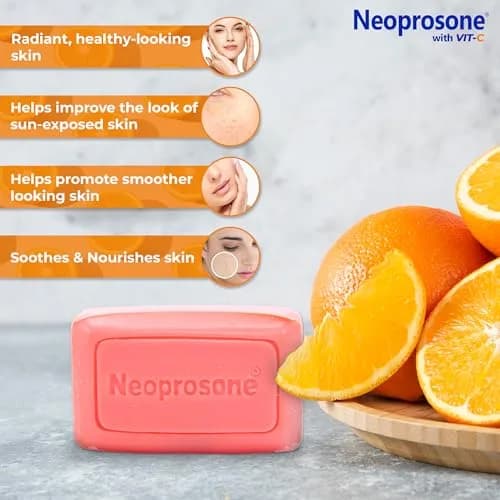 Neoprosone Skin Brightening Soap 80 g (2.82 oz) | Fade Dark Spots on Knees, Elbows, Face, Private Areas with Vitamin C & Castor Oil thumbnail 3