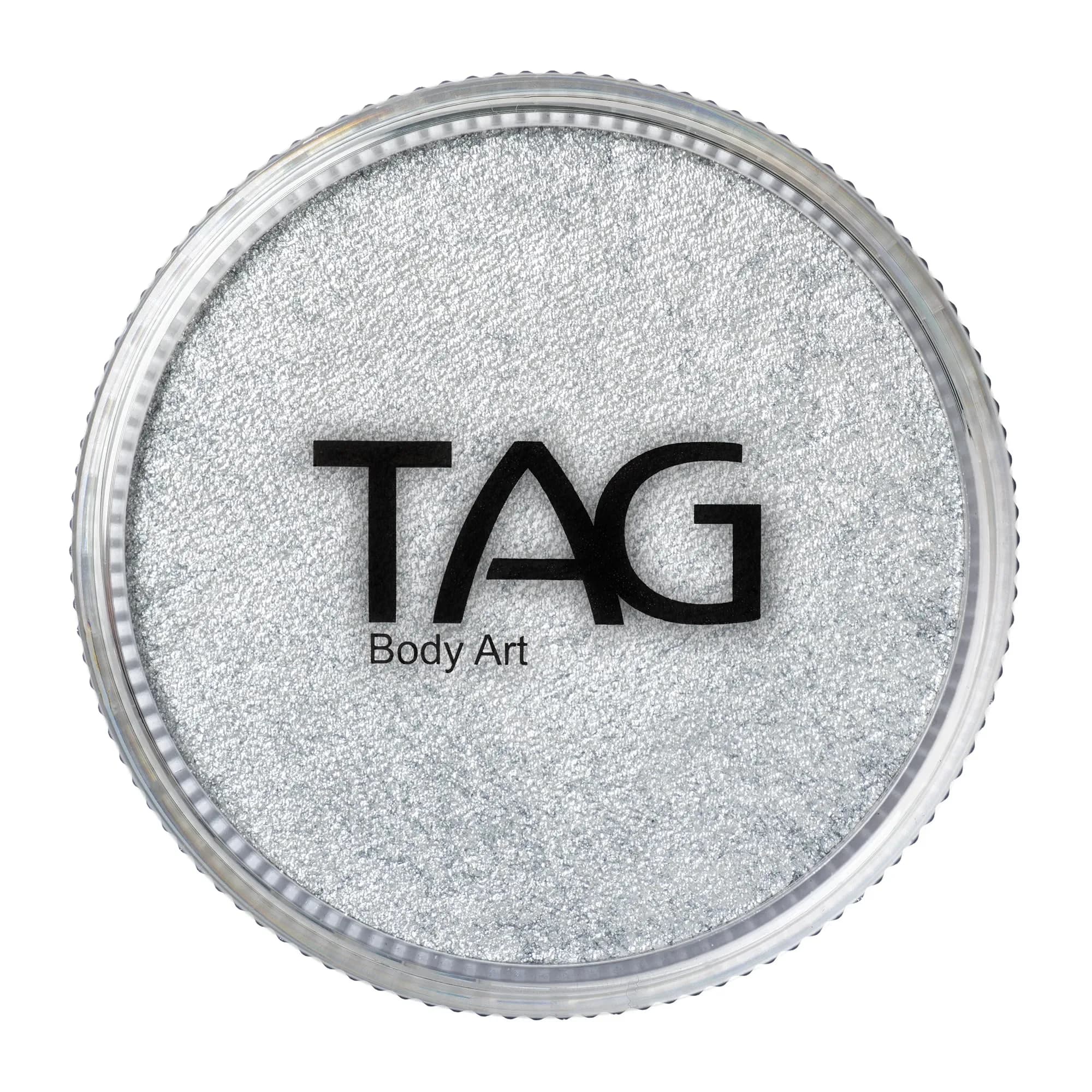 TAG Body Art Pearl Yellow Face Paint 32gm (1.13 oz) | Hypoallergenic, Non-Toxic, Wax-Based Formula — Pearl Silver / 32g