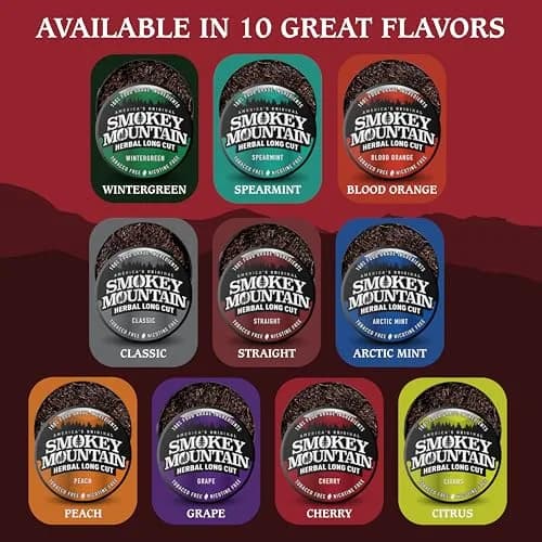 Smokey Mountain Herbal Long Cut Cherry, 5 Can Box | Tobacco-Free Nicotine-Free Herbal Chew thumbnail 8