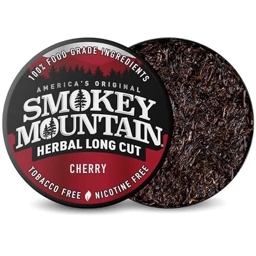 Smokey Mountain Herbal Long Cut Cherry, 5 Can Box | Tobacco-Free Nicotine-Free Herbal Chew thumbnail 2