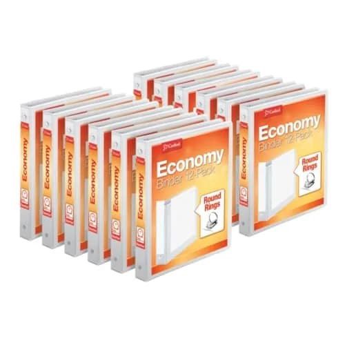 Cardinal 1 Inch 3 Ring Binders, White, 12 Pack, Round Ring Binder, Holds 225 Sheets | Customizable Covers thumbnail 1