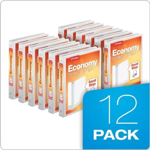 Cardinal 1 Inch 3 Ring Binders, White, 12 Pack, Round Ring Binder, Holds 225 Sheets | Customizable Covers thumbnail 3