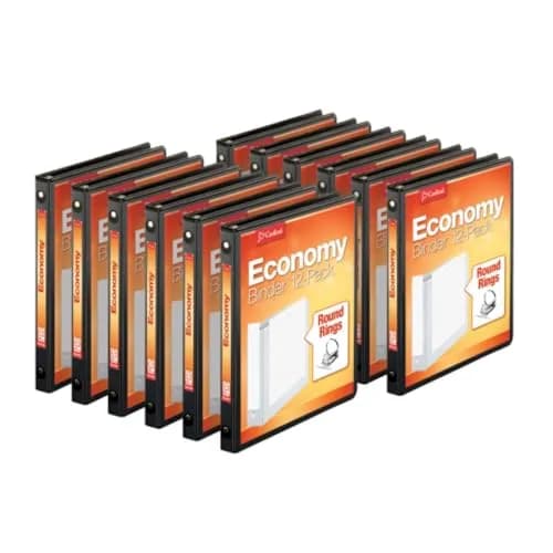 Cardinal Economy 3 Ring Binders, 1/2 inch Round Rings, Holds 125 Sheets, ClearVue Presentation View, Black, Carton of 12 | Durable Office & School Organization thumbnail 1