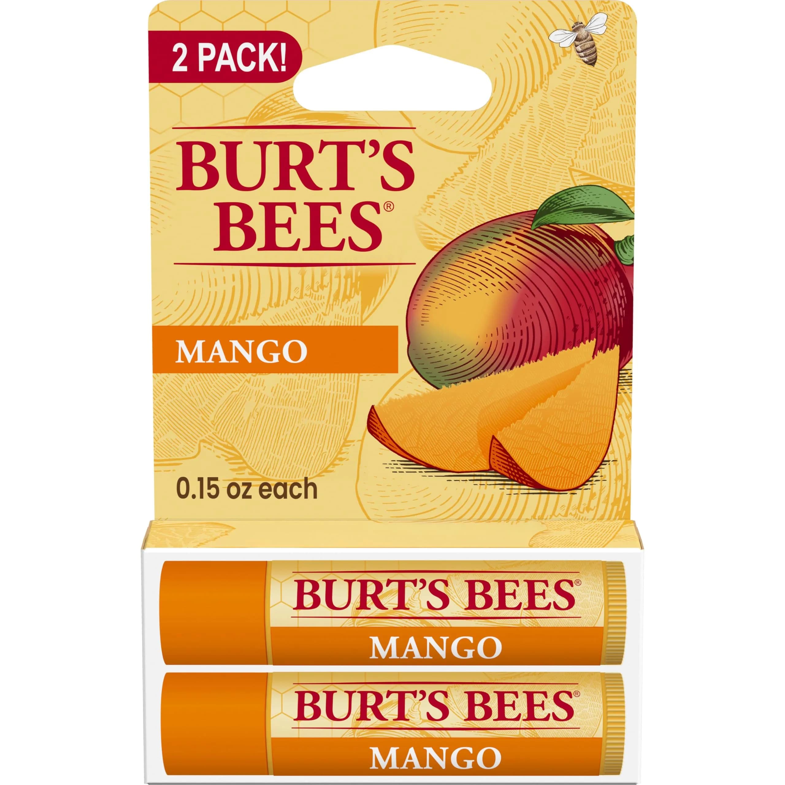 Burt's Bees Mango Tint-Free Lip Balm 2 Count | Natural Conditioning Lip Treatment — Mango