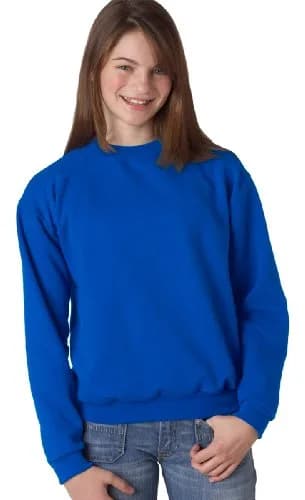 Jerzees Youth NuBlend Fleece Crew Neck Sweatshirt - Royal Blue, Large (200 gsm / 8 oz) | Smooth Print Surface thumbnail 1