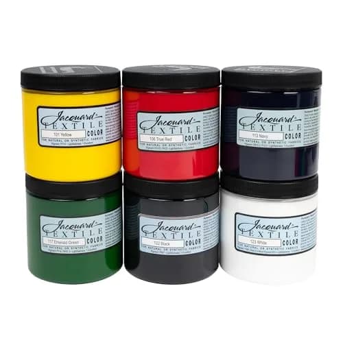 Jacquard Textile Primary Colors Set Fabric Paint 225ml (7.6 Fl Oz) | Permanent, Washable, Heat-Set Acrylic Paint thumbnail 1