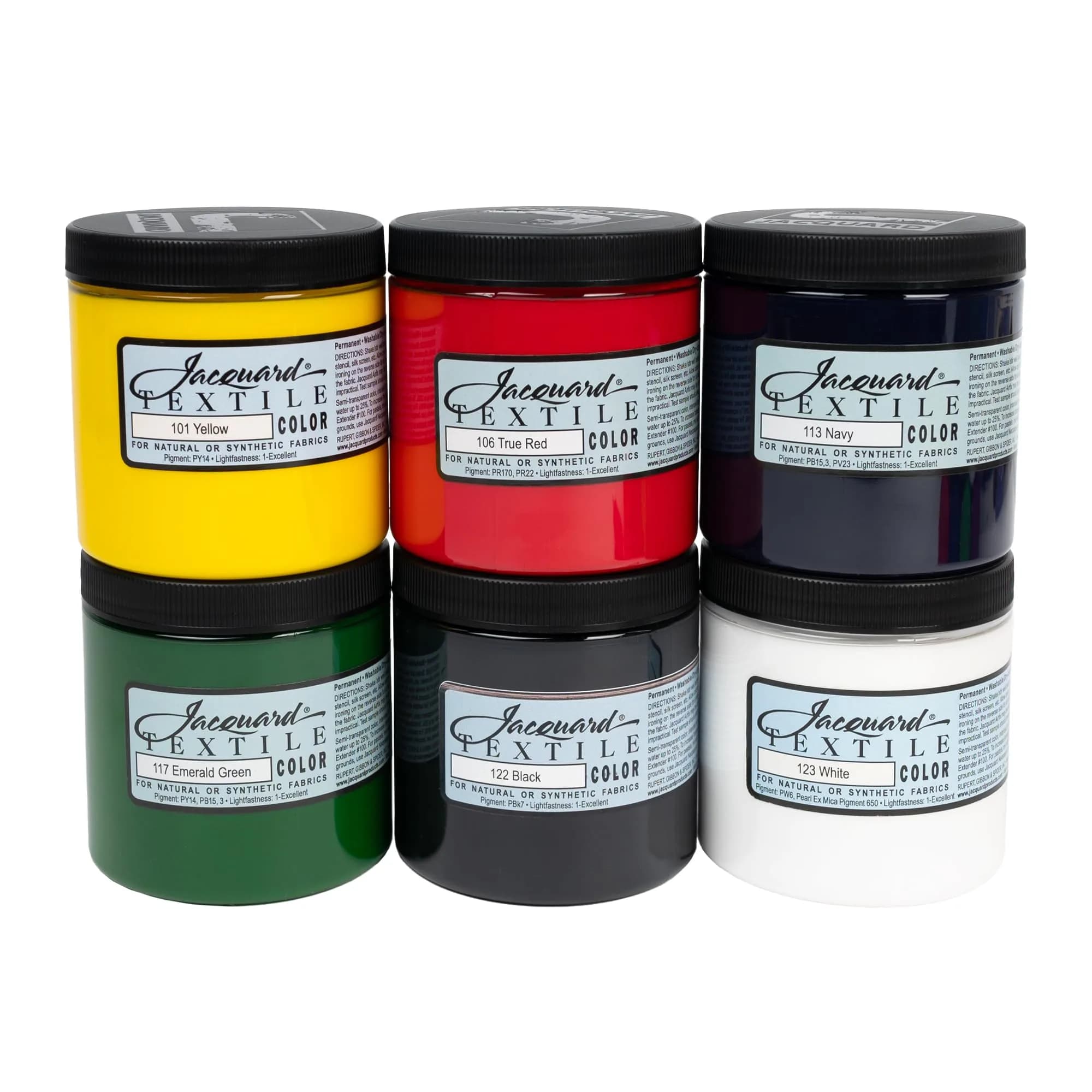 Jacquard Textile Primary Colors Set Fabric Paint 225ml (7.6 Fl Oz) | Permanent, Washable, Heat-Set Acrylic Paint - main product image