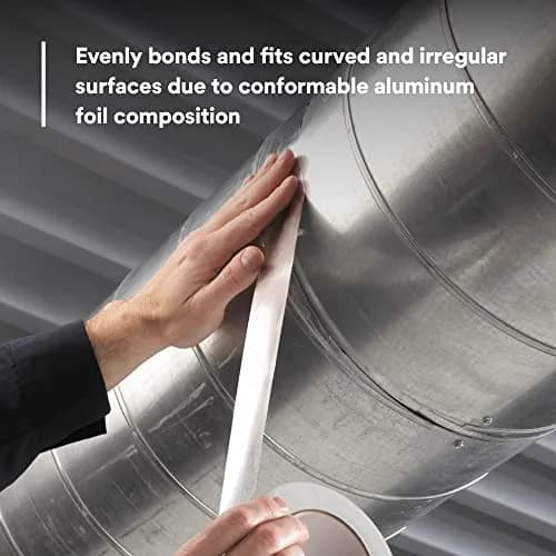 3M Aluminum Foil Tape 3380 Silver 48 mm x 45 m | High-Temperature, Weather-Resistant Sealant thumbnail 7