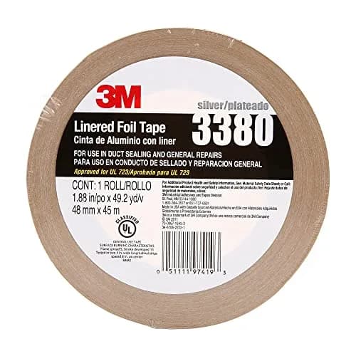 3M Aluminum Foil Tape 3380 Silver 48 mm x 45 m | High-Temperature, Weather-Resistant Sealant thumbnail 2