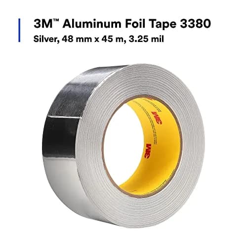 3M Aluminum Foil Tape 3380 Silver 48 mm x 45 m | High-Temperature, Weather-Resistant Sealant thumbnail 3