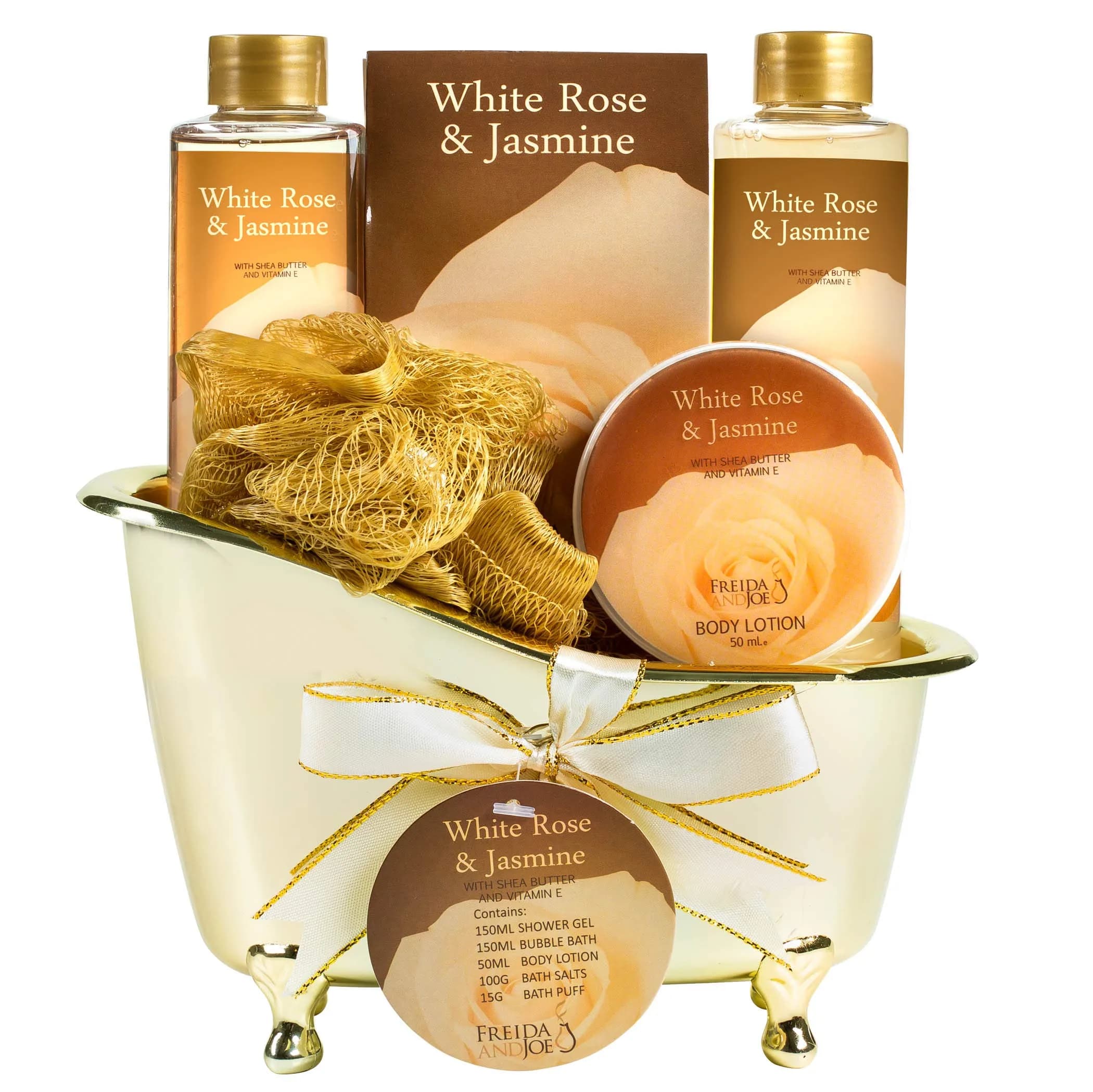 Freida and Joe White Rose Jasmine Spa Set 5 Piece | Luxurious Bath & Body Gift for Women — White Rose Jasmine