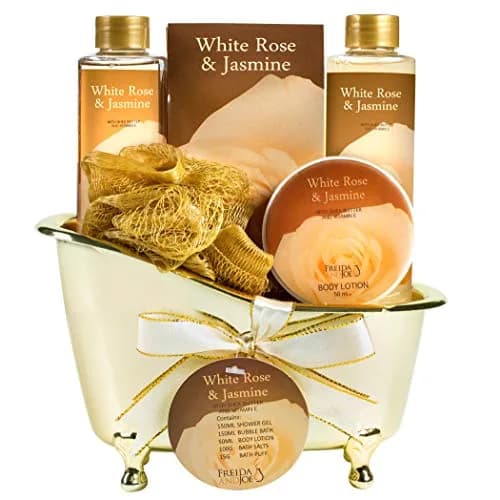 Freida and Joe White Rose Jasmine Spa Set 5 Piece | Luxurious Bath & Body Gift for Women thumbnail 1