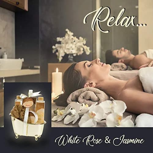 Freida and Joe White Rose Jasmine Spa Set 5 Piece | Luxurious Bath & Body Gift for Women thumbnail 5