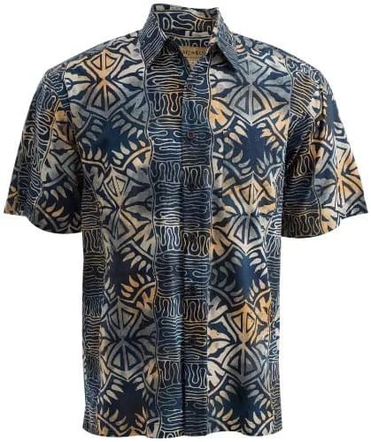 Johari West Geometric Evening Cotton Batik Shirt 2xL | Hand Printed, Naturally Pre-Shrunk thumbnail 1