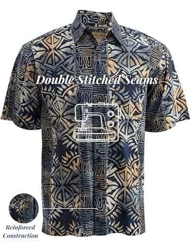 Johari West Geometric Evening Cotton Batik Shirt 2xL | Hand Printed, Naturally Pre-Shrunk thumbnail 6