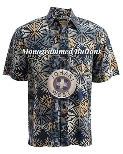 Johari West Geometric Evening Cotton Batik Shirt 2xL | Hand Printed, Naturally Pre-Shrunk thumbnail 3