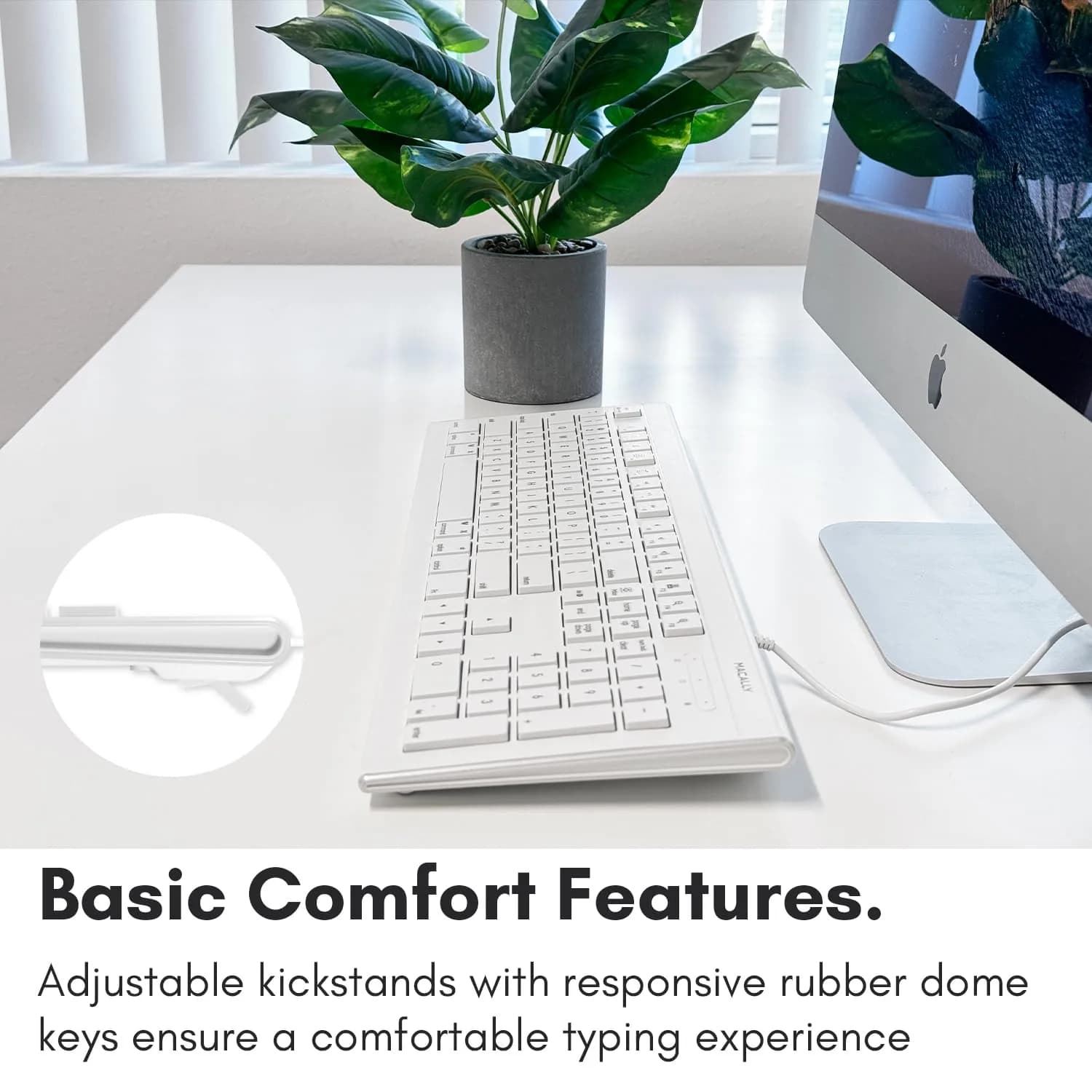 Macally MKeyE Full Size USB Wired Keyboard White | 104-Key Layout with 15 Shortcut Keys - view 5