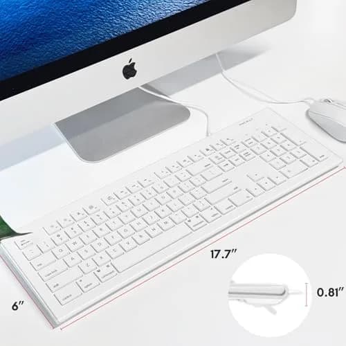 Macally MKeyE Full Size USB Wired Keyboard White | 104-Key Layout with 15 Shortcut Keys thumbnail 7
