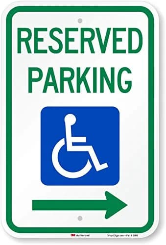 SmartSign Reserved Parking Federal Handicap Sign with Right Arrow | 12" x 18" (30cm x 45cm) 3M Reflective Aluminum thumbnail 1
