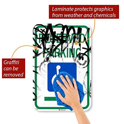SmartSign Reserved Parking Federal Handicap Sign with Right Arrow | 12" x 18" (30cm x 45cm) 3M Reflective Aluminum thumbnail 2