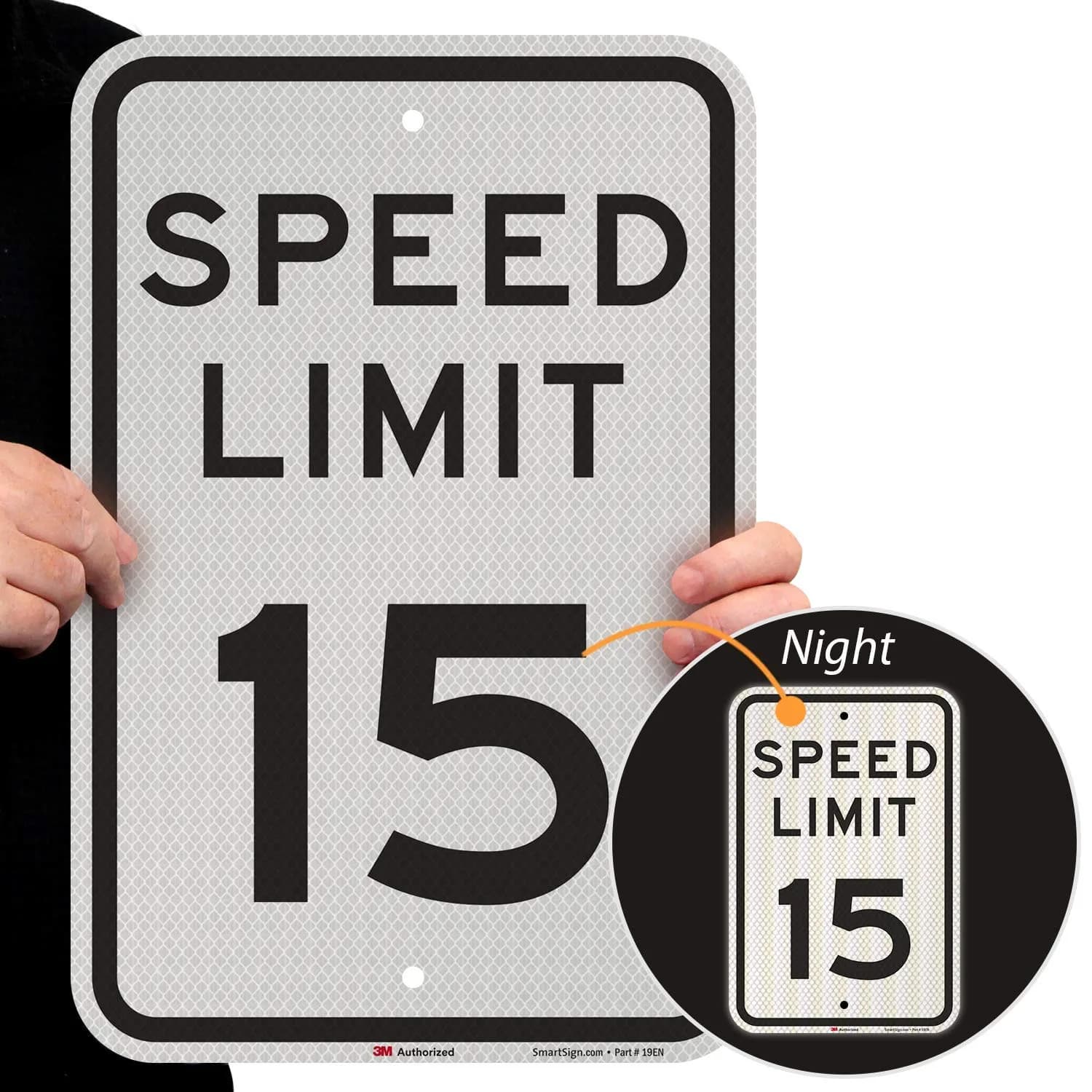 SmartSign Speed Limit 15 Sign | 12" x 18" 3M High Intensity Grade Reflective Aluminum — 12" x 18" HI Reflective Aluminum