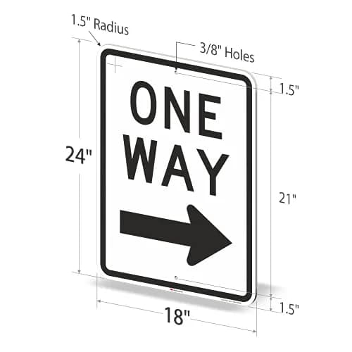 SmartSign MUTCD R6-2R 3M Engineer Grade Reflective Sign, Legend "One Way" with Right Arrow, 24" x 18" thumbnail 7