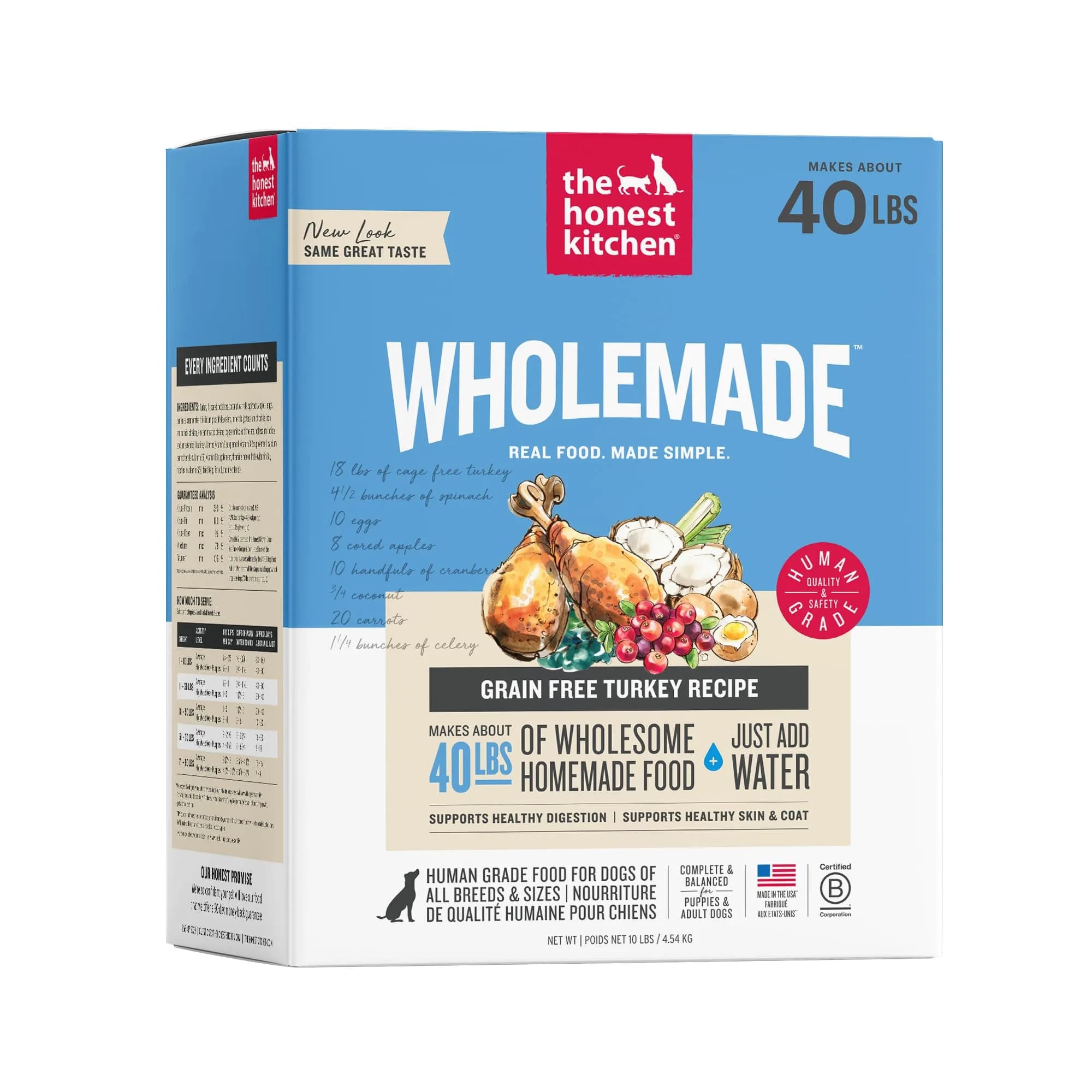 The Honest Kitchen Wholemade Grain Free Beef Recipe Dehydrated Dog Food 10 lb (4.54 kg) | Makes 40 lbs of Wholesome Food — multi