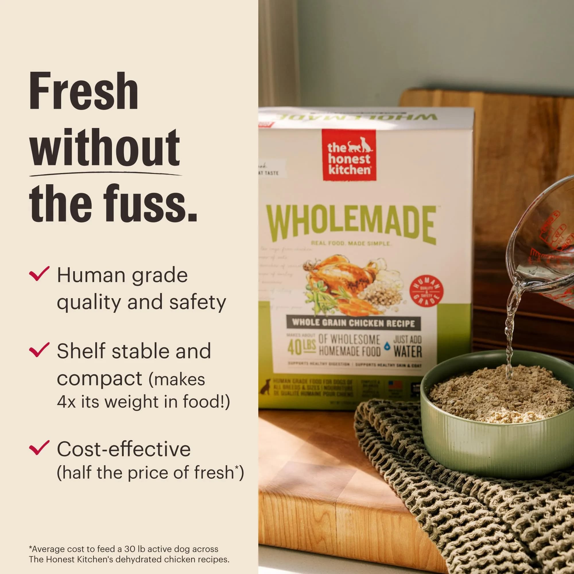 The Honest Kitchen Wholemade Grain Free Beef Recipe Dehydrated Dog Food 10 lb (4.54 kg) | Makes 40 lbs of Wholesome Food - view 5