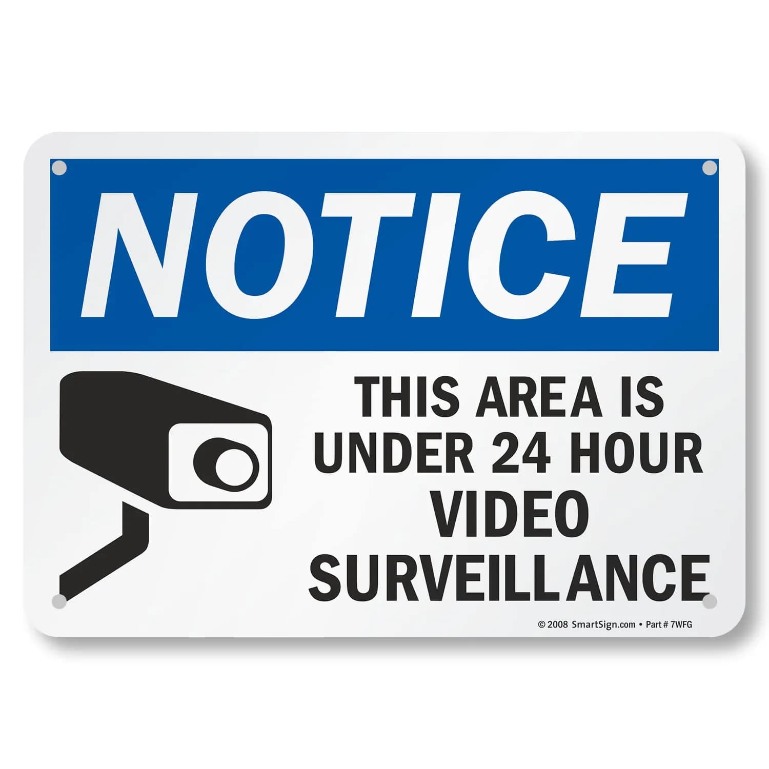 SmartSign "Notice - This Area Is Under 24 Hour Video Surveillance" Sign | 17.8 cm x 25.4 cm (7" x 10") Aluminum | Durable & Laminated