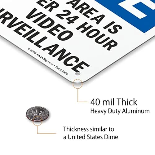 SmartSign "Notice - This Area Is Under 24 Hour Video Surveillance" Sign | 17.8 cm x 25.4 cm (7" x 10") Aluminum | Durable & Laminated thumbnail 5