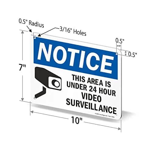 SmartSign "Notice - This Area Is Under 24 Hour Video Surveillance" Sign | 17.8 cm x 25.4 cm (7" x 10") Aluminum | Durable & Laminated thumbnail 6