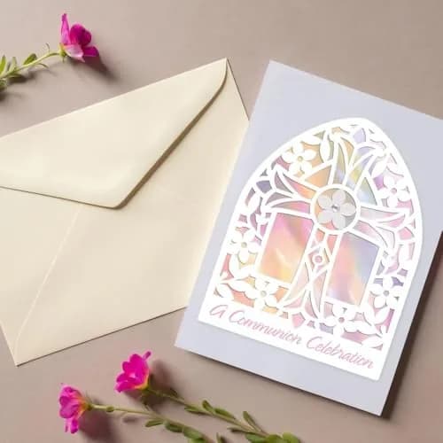 Amscan Pink Communion Greeting Card Large | Unique Religious Invitation (6.25" x 4.87") thumbnail 4