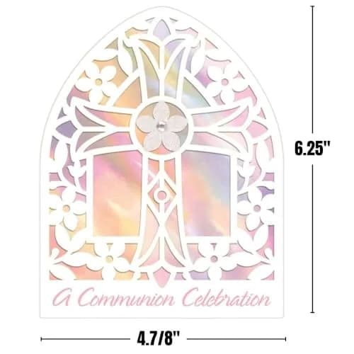 Amscan Pink Communion Greeting Card Large | Unique Religious Invitation (6.25" x 4.87") thumbnail 2