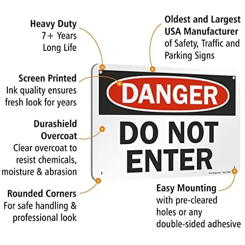 SmartSign Danger - Do Not Enter Sign | 7" x 10" Aluminum, OSHA Compliant, Heavy-Duty, 7 Year Durability thumbnail 4