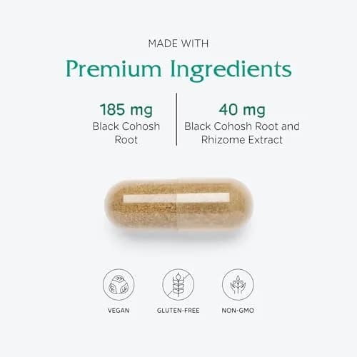 Vitanica Black Cohosh from Root & Rhizome Extract, Vegan, 60 Capsules | Menopause Support for Women thumbnail 4