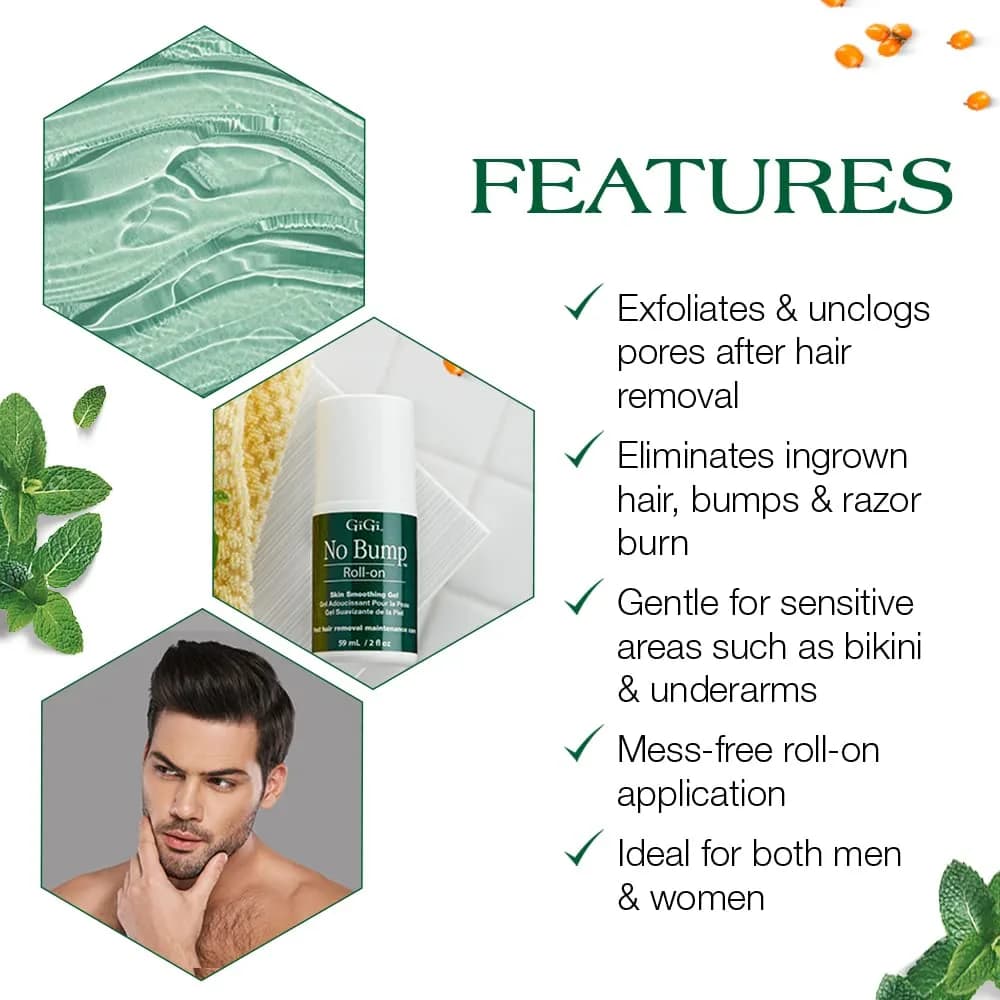 GIGI No Bump Roll-On – Ingrown Hair Treatment & Razor Bumps Remover for Women, Exfoliating BHA Salicylic Acid Skin Smoothing Gel Roller, Post Wax Care, 2 fl oz thumbnail 4