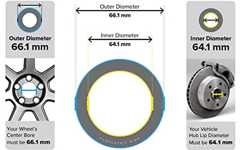 StanceMagic Hub Centric Rings 64.1mm ID to 66.1mm OD (Pack of 4) | Eliminate Steering Wheel Vibrations thumbnail 3