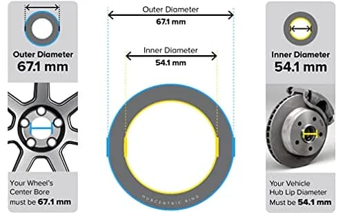 StanceMagic Hubcentric Rings (Pack of 4) - 54.1mm ID to 67.1mm OD - Black Poly Carbon Plastic Hubrings | Eliminates Steering Vibrations thumbnail 3