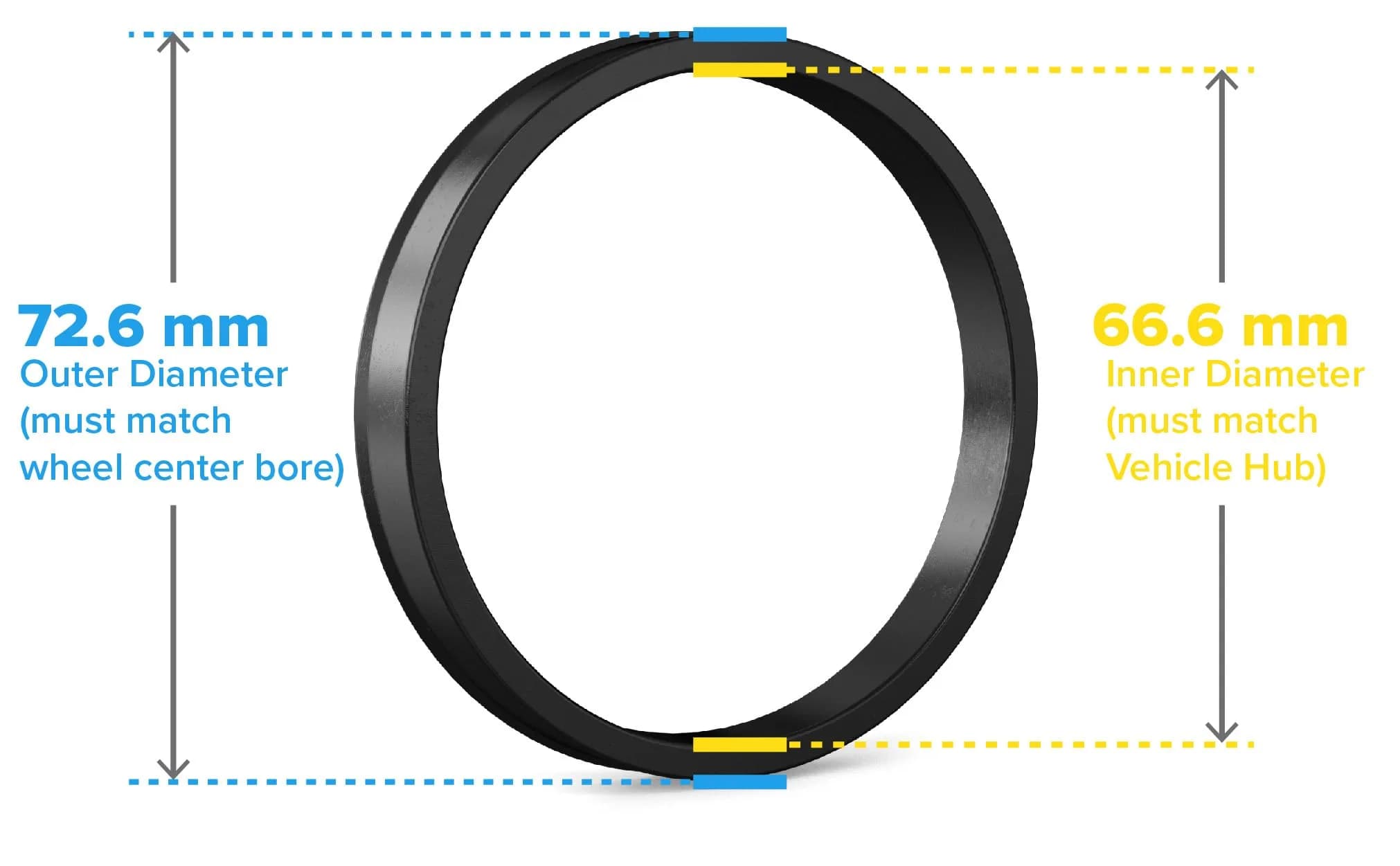 StanceMagic Hub Centric Rings 66.6mm ID to 72.6mm OD (Pack of 4) | Eliminate Steering Wheel Vibrations - view 2