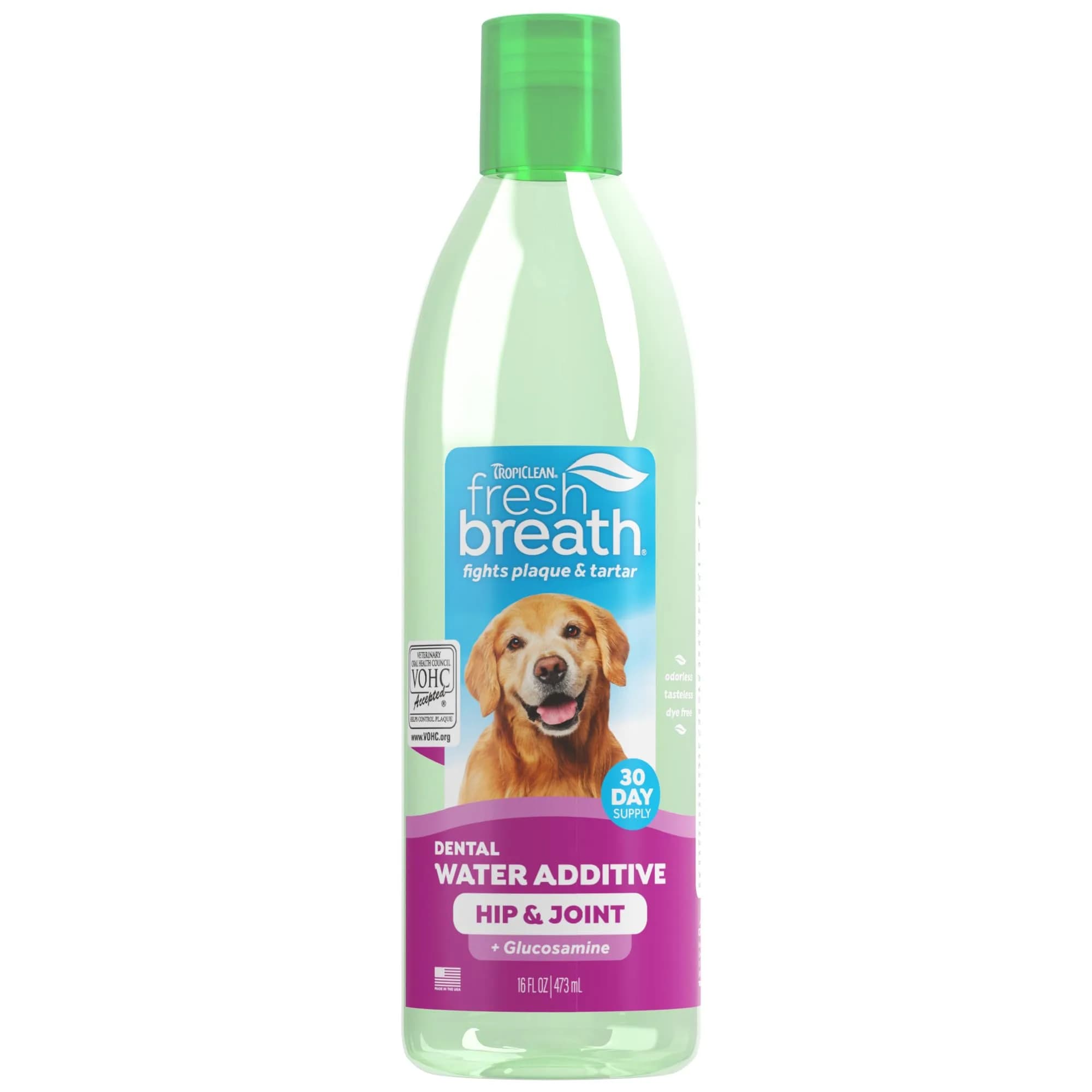 TropiClean Fresh Breath Water Additive for Hip & Joint Support 473ml (16 Fl Oz) | VOHC Accepted Dental Care - main product image