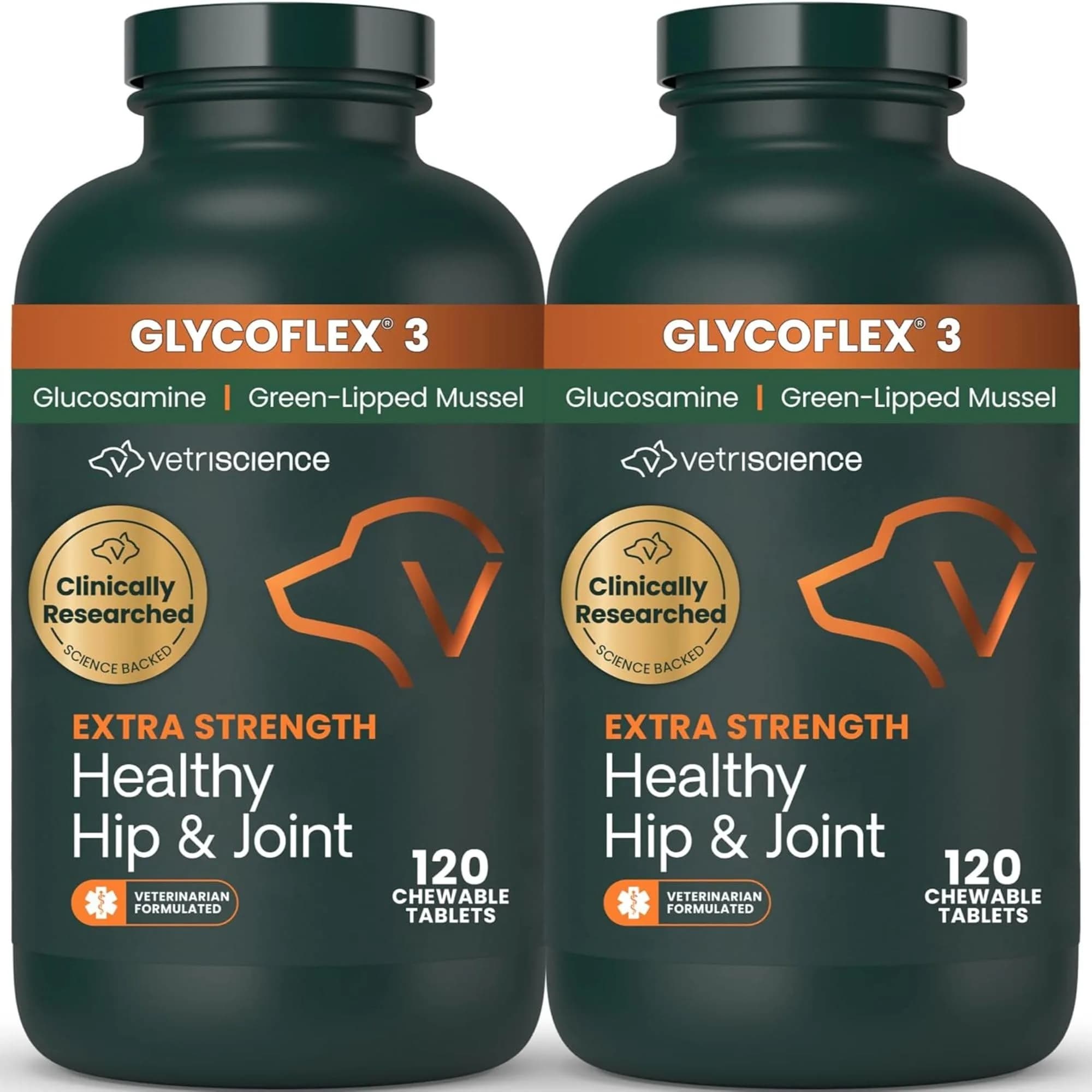 VetriScience Glycoflex 3 Hip and Joint Supplement for Dogs 240 Tablets (2-Pack) | Clinically Proven Canine Joint Support - main product image