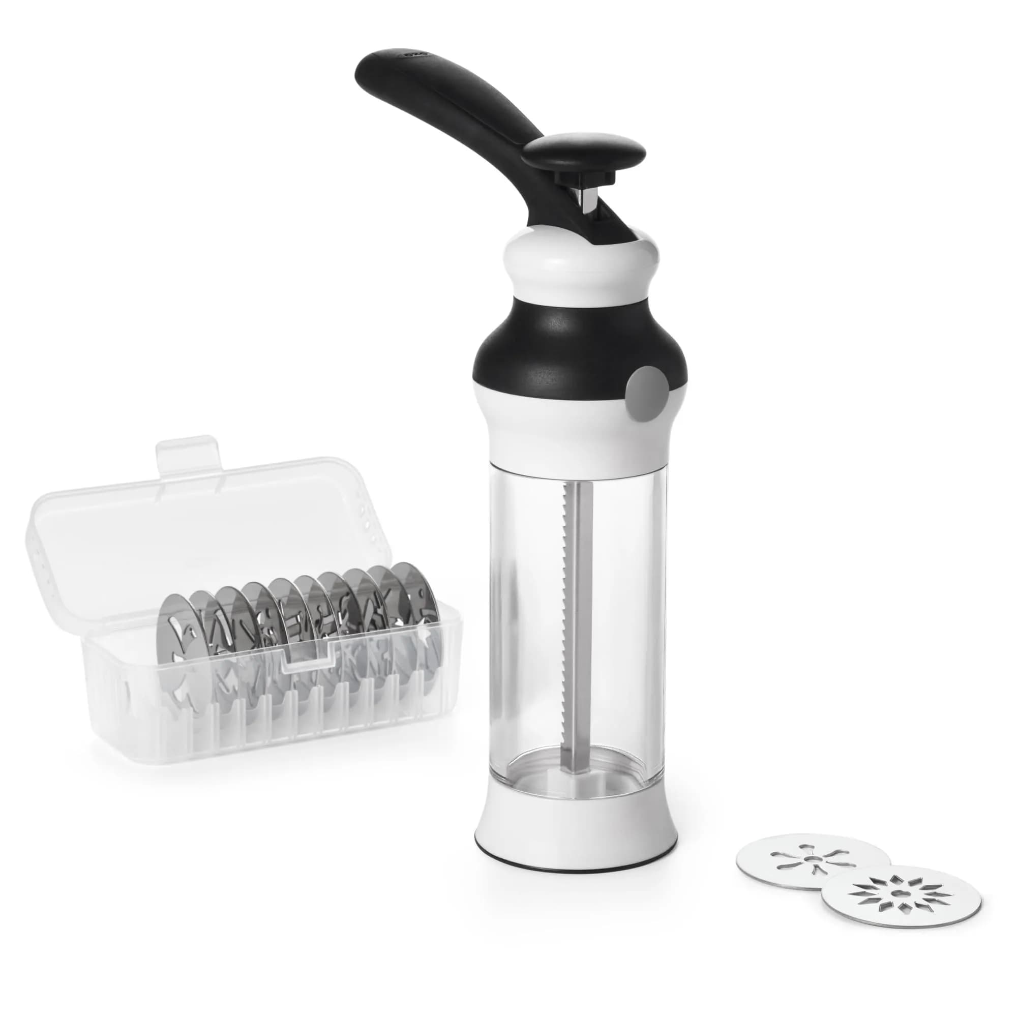 OXO Good Grips 14-Piece Cookie Press Set | Non-Slip Base & 12 Stainless Steel Disks (100)