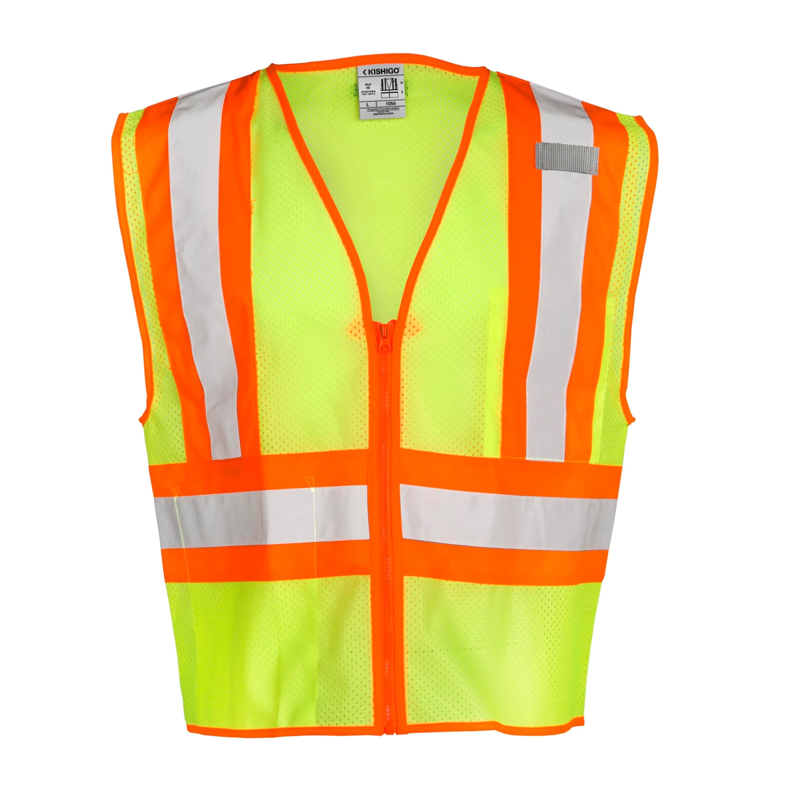 Kishigo Men's High Visibility Reflective Contrasting Mesh Vest 1056 | ANSI 107 Type R/Class 2, Lime, 2X
