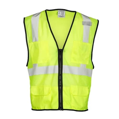 Kishigo 1191 Economy Series Ultra Cool Mesh 6 Pocket Vest, Fits 2X-Large and 3X-Large, Lime | ANSI 107 Type R Class 2 High-Visibility Vest thumbnail 1