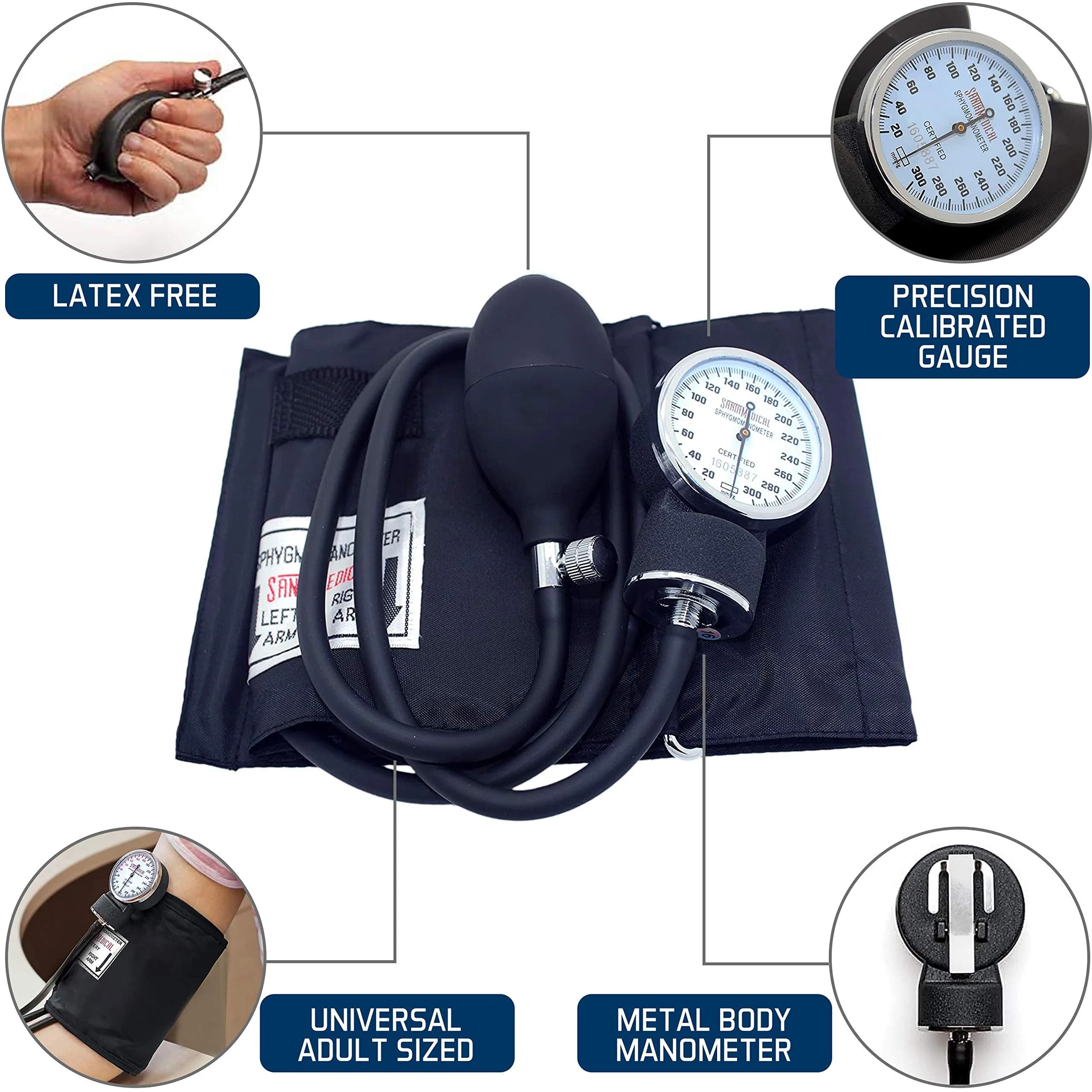 Santamedical Adult Deluxe Aneroid Sphygmomanometer Black | Accurate BP Readings for Confidence - view 4