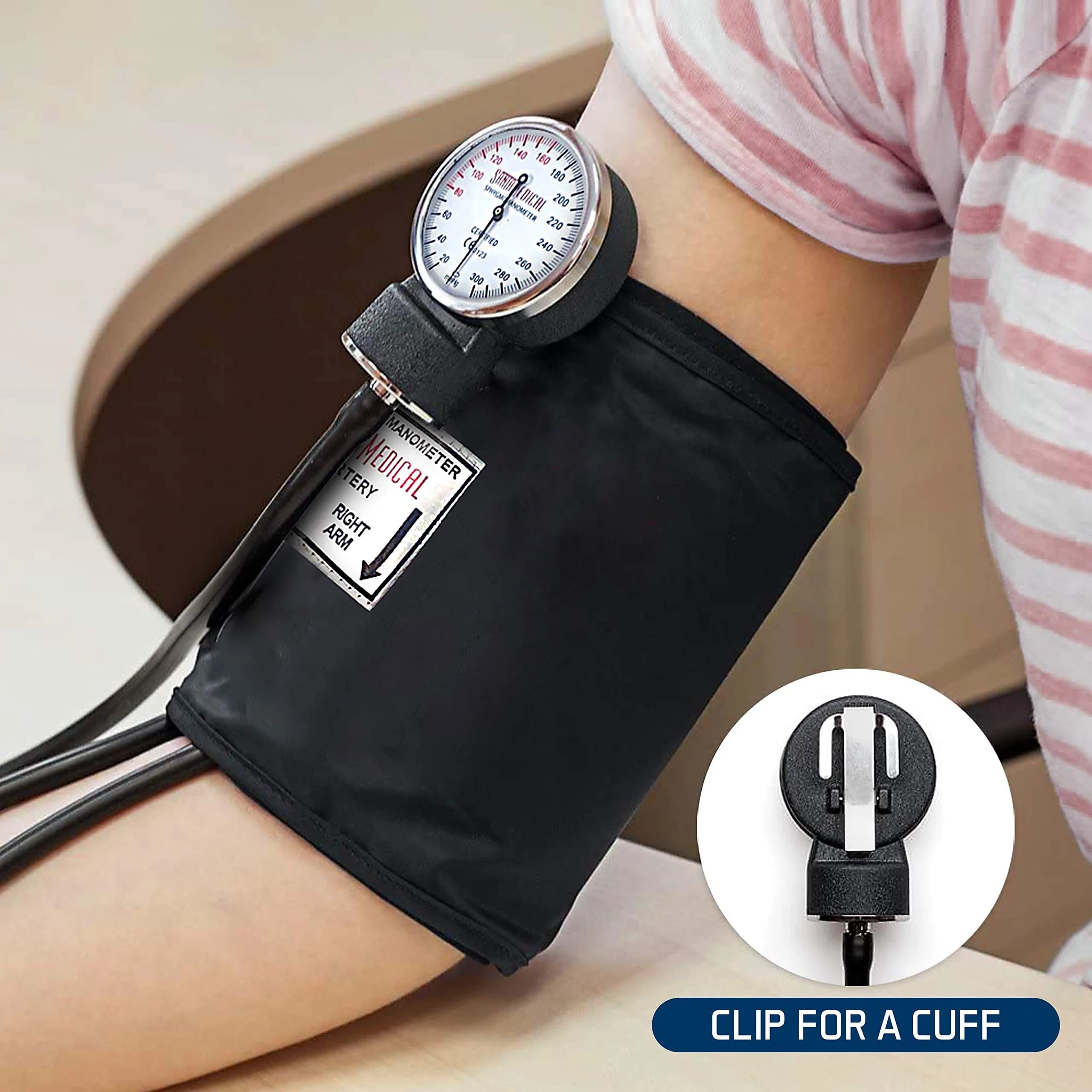 Santamedical Adult Deluxe Aneroid Sphygmomanometer Black | Accurate BP Readings for Confidence - view 3