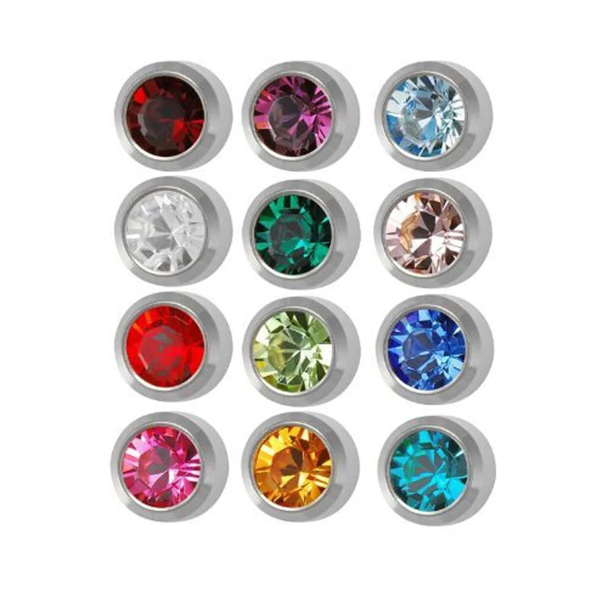 Caflon Surgical Steel 4mm Birthstone Stud Earrings 12 Pairs | Glass & Steel - main product image